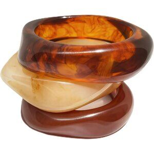 Chunky Resin Acrylic Bangle Bracelets for Women, Colorful Wide Geometric Bangles